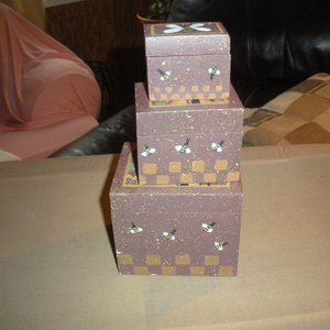 3 Wooden Boxes Small Medium and Large